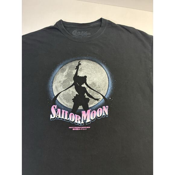 Vintage Style Sailor Moon Anime Graphic Tee Black Moon Silhouette Men's XL - Picture 2 of 8